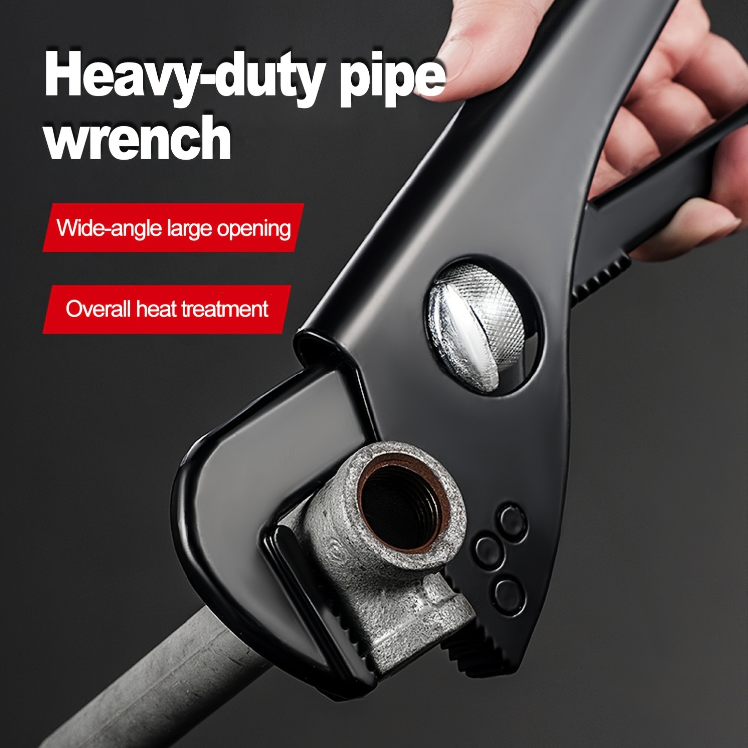 Pipe Wrench Adjustable - Multi-Function Adjustable Pipe Wrench, Metal Construction,